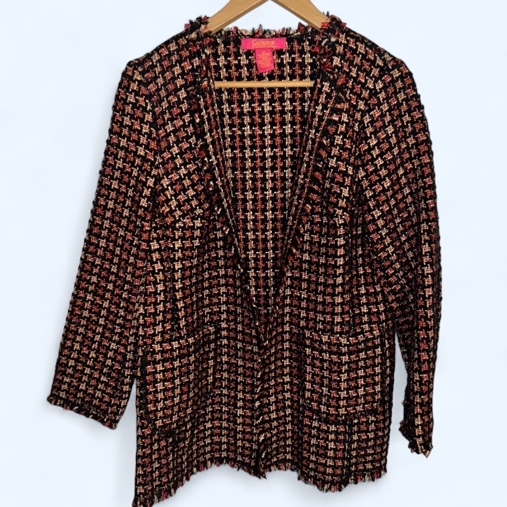 Catherines Black and Orange Tweed Blazer